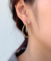 シルバー×ゴールド MIX立体ピアス (両耳用)