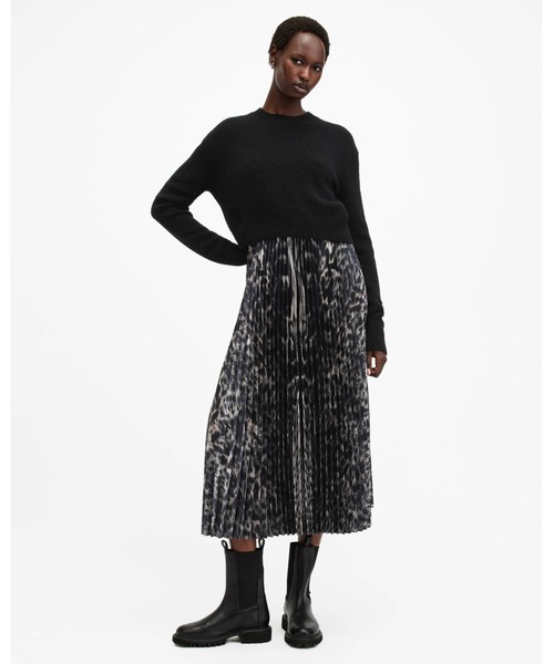 ALLSAINTS(オールセインツ)の「JINX 2-IN-1 PRINTED PLEATED MAXI DRESS | JINX 2-IN-1 プリント プリーツ マキシ ドレス・ワンピース(ワンピース・レディース・ブラウン系その他・S/M/XS/L)」の3枚目の写真