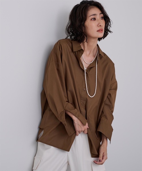 UR'S（ユアーズ）の「ベーシックシャツ（シャツ/ブラウス・レディース・ベージュ/ピンク/ホワイト/ブルー/ブラウン/ライトイエロー・S/M/L）」の22枚目の写真