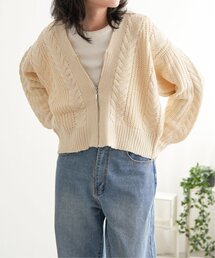 ケーブルショートカーディガン