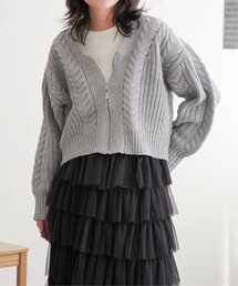 ケーブルショートカーディガン