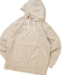 HALHAM（ハルハム）の「faux suede switching design cutsew/スウェードタッチ 切り替えデザイン  パーカー オーバーサイズ メンズ レディース（パーカー）」