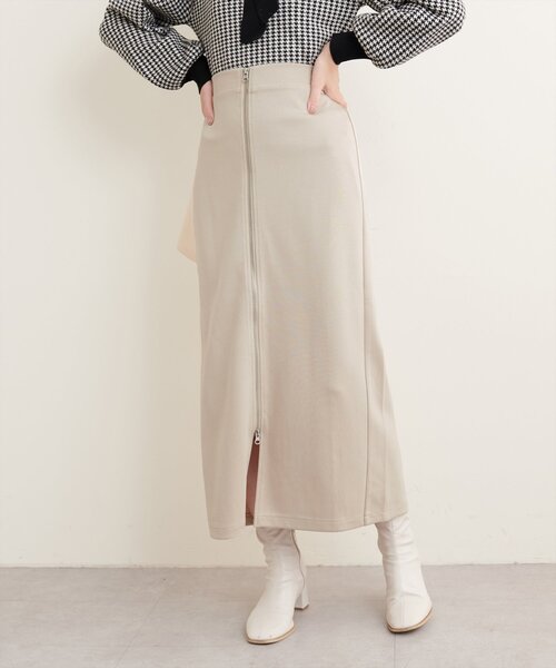 natural couture(ナチュラルクチュール)の「osono×ako Wジップカットポンチナロースカート(スカート・レディース・グレイッシュベージュ/カーキ/ブラック/マスタード・FREE/LARGE)」の15枚目の写真