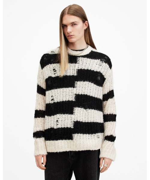ALLSAINTS(オールセインツ)の「PIP STRIPED OVERSIZED JUMPER | PIP ストライプ オーバーサイズ ニット・セーター(ニット/セーター・メンズ・ホワイト系その他・XS/M/S/L)」の4枚目の写真