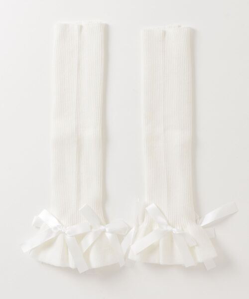 poiregnee（ポワニェ）の「［select］リボンレッグウォーマー（レッグウォーマー・レディース・ホワイト/グレー・FREE）」の4枚目の写真