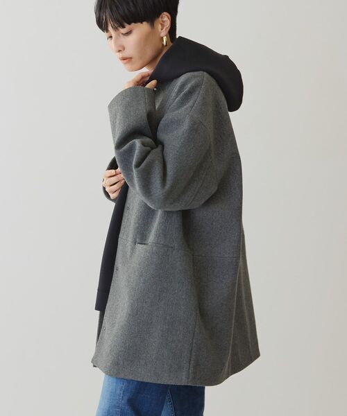 AMERICAN HOLIC（アメリカンホリック）の「リサイクル中空糸ノーカラーコート（ノーカラーコート・レディース・杢グレー/ブラック・M/L）」の16枚目の写真