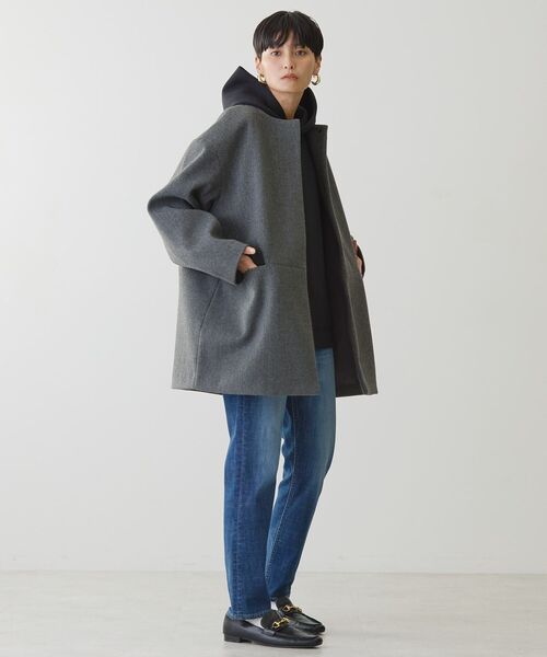 AMERICAN HOLIC（アメリカンホリック）の「リサイクル中空糸ノーカラーコート（ノーカラーコート・レディース・杢グレー/ブラック・M/L）」の18枚目の写真