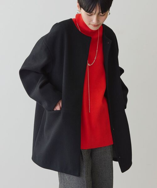 AMERICAN HOLIC（アメリカンホリック）の「リサイクル中空糸ノーカラーコート（ノーカラーコート・レディース・杢グレー/ブラック・M/L）」の20枚目の写真