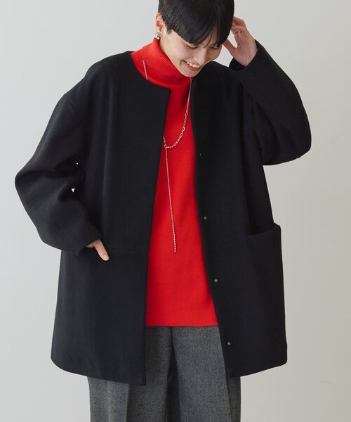 AMERICAN HOLIC（アメリカンホリック）の「リサイクル中空糸ノーカラーコート（ノーカラーコート・レディース・杢グレー/ブラック・M/L）」の21枚目の写真