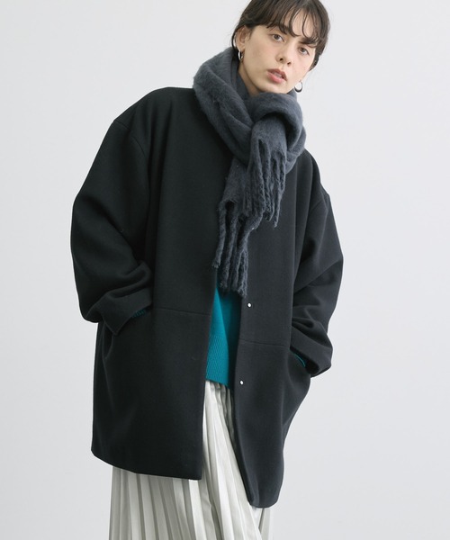 AMERICAN HOLIC（アメリカンホリック）の「リサイクル中空糸ノーカラーコート（ノーカラーコート・レディース・杢グレー/ブラック・M/L）」の10枚目の写真