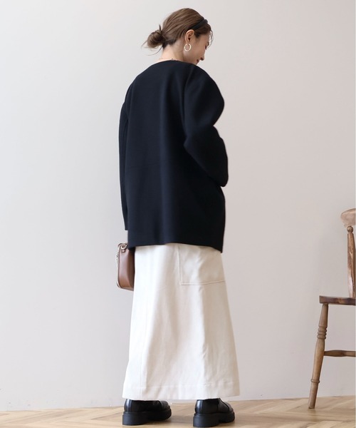 AMERICAN HOLIC（アメリカンホリック）の「リサイクル中空糸ノーカラーコート（ノーカラーコート・レディース・杢グレー/ブラック・M/L）」の9枚目の写真