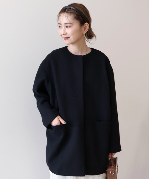 AMERICAN HOLIC（アメリカンホリック）の「リサイクル中空糸ノーカラーコート（ノーカラーコート・レディース・杢グレー/ブラック・M/L）」の6枚目の写真