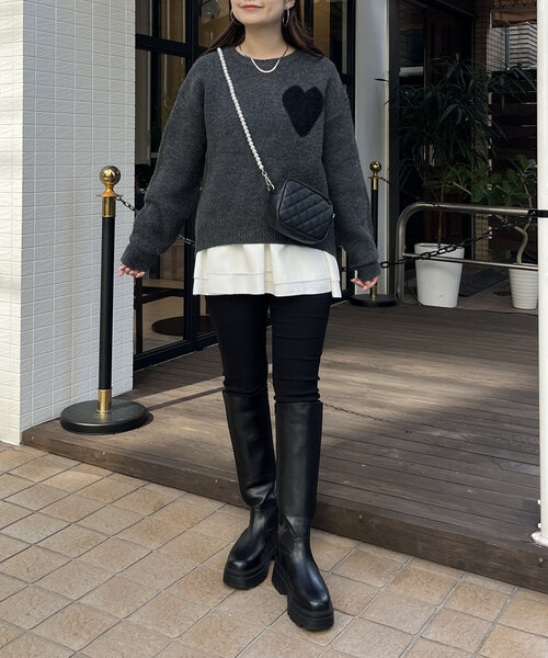 prose verse(プロズヴェール)の「ハートニット(ニット/セーター・レディース・ベージュ/チャコールグレー・MEDIUM)」の20枚目の写真