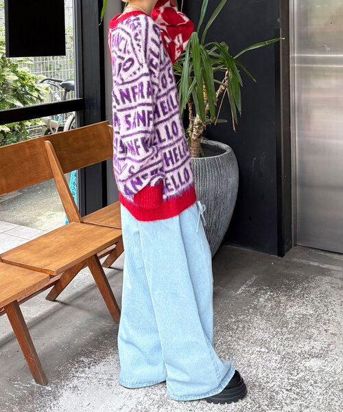 HELLO.SANFRANCISCO（ハローサンフランシスコ）の「【HELLO.SANFRANCISCO/ハローサンフランシスコ】柄ドッキング起毛ニット（ニット/セーター・レディース・レッド/オレンジ/ネイビー・ONE SIZE）」の16枚目の写真