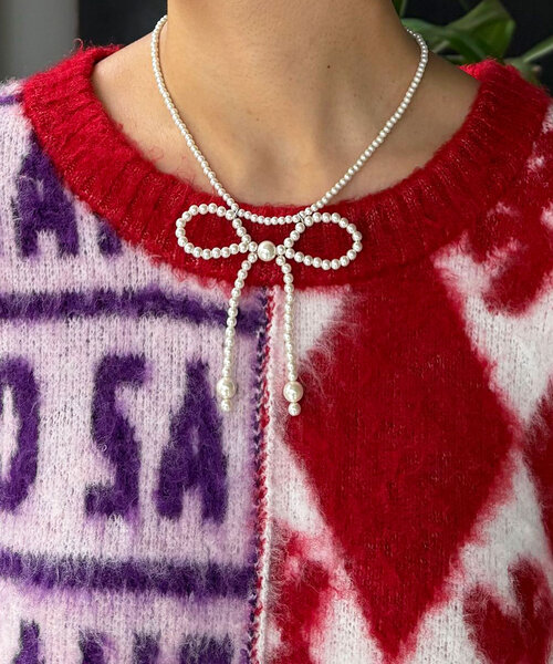 HELLO.SANFRANCISCO（ハローサンフランシスコ）の「【HELLO.SANFRANCISCO/ハローサンフランシスコ】柄ドッキング起毛ニット（ニット/セーター・レディース・レッド/オレンジ/ネイビー・ONE SIZE）」の21枚目の写真