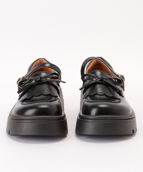 セール】レザー調 厚底 ストラップ ローファー シューズ（ローファー