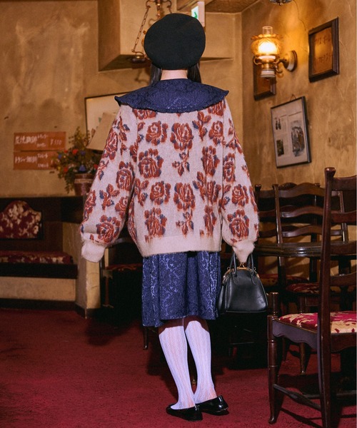 kutir(クティール)の「【クティールとレトロ】2wayフラワージャガードニット(ニット/セーター・レディース・オレンジ系その他/ピンク系その他/ブルーグリーン・FREE)」の8枚目の写真