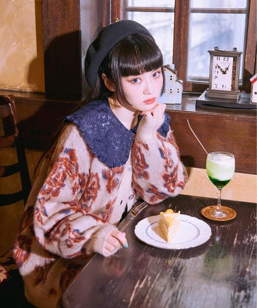kutir(クティール)の「【クティールとレトロ】2wayフラワージャガードニット(ニット/セーター・レディース・オレンジ系その他/ピンク系その他/ブルーグリーン・FREE)」の4枚目の写真