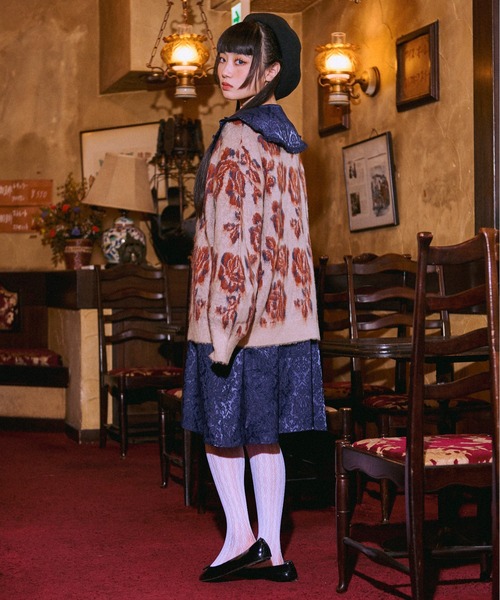 kutir(クティール)の「【クティールとレトロ】2wayフラワージャガードニット(ニット/セーター・レディース・オレンジ系その他/ピンク系その他/ブルーグリーン・FREE)」の7枚目の写真