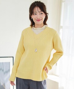 ♡MAISON SPECIAL♡ラッフルヘムモール ニット イエロー Ruffled Hem Chenille Knit Tops/ラッフルヘムモールニットトップス