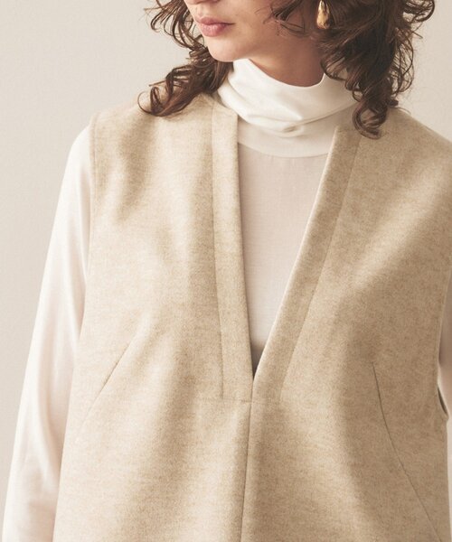 cloenc（クロエンス）の「◆セットアップ着用可｜ジャージキーネックオーバーベスト（ベスト・レディース・ブラック/ブラウン系その他/ベージュ・02）」の6枚目の写真