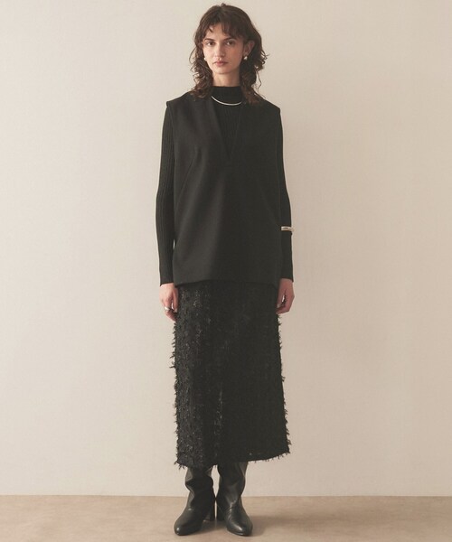 cloenc（クロエンス）の「◆セットアップ着用可｜ジャージキーネックオーバーベスト（ベスト・レディース・ブラック/ブラウン系その他/ベージュ・02）」の12枚目の写真