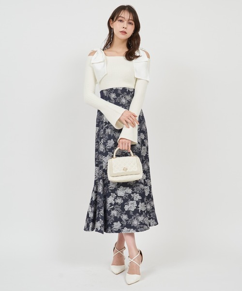 ROYAL PARTY（ロイヤルパーティー）の「肩リボンミニシャギーニットトップス（ニット/セーター・レディース・ブルー/オフホワイト/ピンク・FREE）」の16枚目の写真