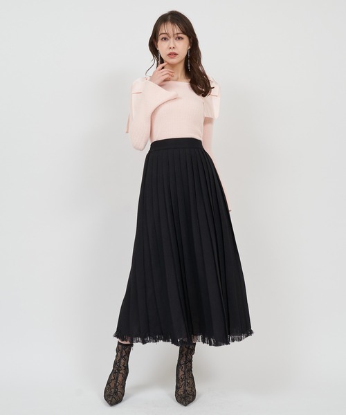 ROYAL PARTY（ロイヤルパーティー）の「肩リボンミニシャギーニットトップス（ニット/セーター・レディース・ブルー/オフホワイト/ピンク・FREE）」の18枚目の写真