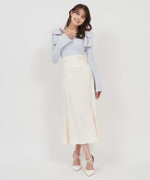 ROYAL PARTY（ロイヤルパーティー）の「肩リボンミニシャギーニットトップス（ニット/セーター・レディース・ブルー/オフホワイト/ピンク・FREE）」の20枚目の写真