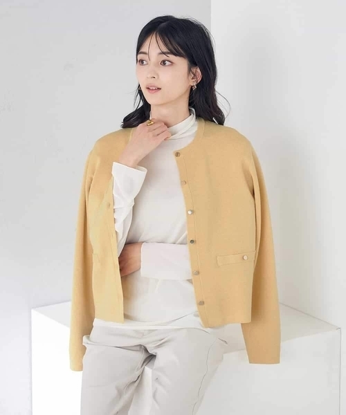 a.v.v(アーヴェヴェ)の「シアーハイネックカットソー(Tシャツ/カットソー・レディース・モカ/ブラック/アイボリー・38/36/40)」の2枚目の写真