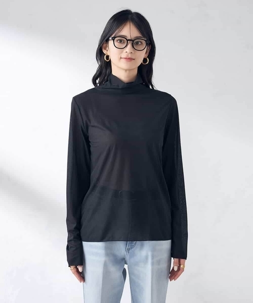 a.v.v(アーヴェヴェ)の「シアーハイネックカットソー(Tシャツ/カットソー・レディース・モカ/ブラック/アイボリー・38/36/40)」の7枚目の写真