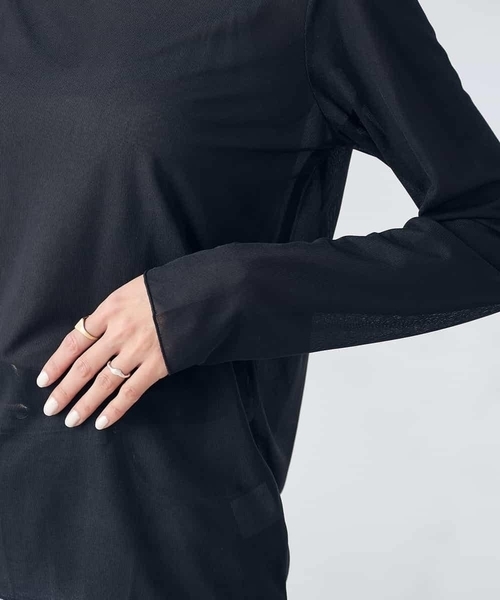 a.v.v(アーヴェヴェ)の「シアーハイネックカットソー(Tシャツ/カットソー・レディース・モカ/ブラック/アイボリー・38/36/40)」の11枚目の写真