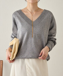 SHENERY | Vネックラメニットプルオーバー(ニット/セーター)