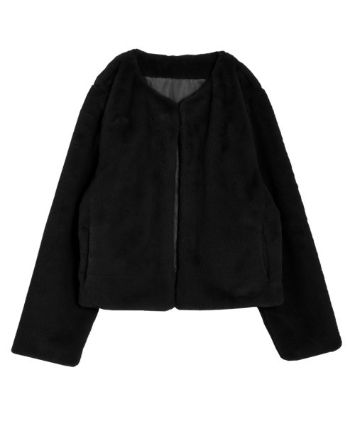 AMELY（エミリー）の「エコファー ノーカラージャケット（ノーカラージャケット・レディース・ブラウン/ベージュ/ブラック/グレー・フリー）」の9枚目の写真