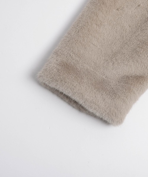 AMELY（エミリー）の「エコファー ノーカラージャケット（ノーカラージャケット・レディース・ブラウン/ベージュ/ブラック/グレー・フリー）」の22枚目の写真