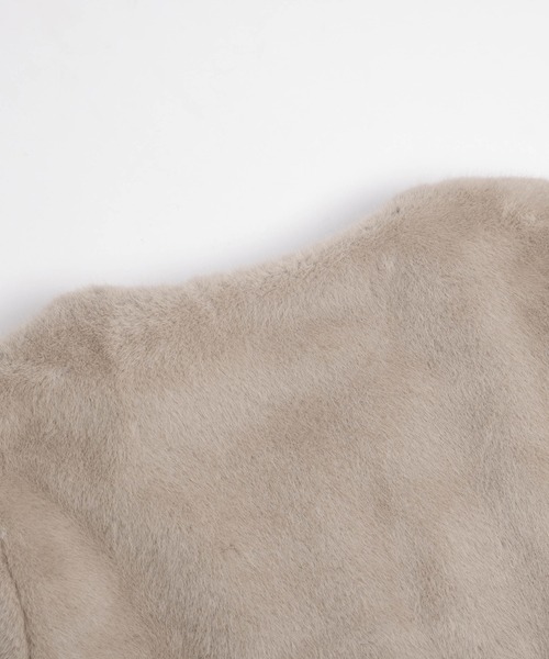 AMELY（エミリー）の「エコファー ノーカラージャケット（ノーカラージャケット・レディース・ブラウン/ベージュ/ブラック/グレー・フリー）」の18枚目の写真