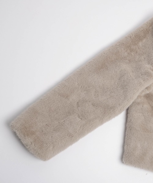 AMELY（エミリー）の「エコファー ノーカラージャケット（ノーカラージャケット・レディース・ブラウン/ベージュ/ブラック/グレー・フリー）」の17枚目の写真