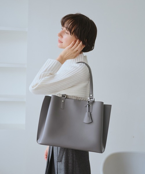 WEB限定】【A4対応】チャーム付きバイカラートートバッグ/通勤対応