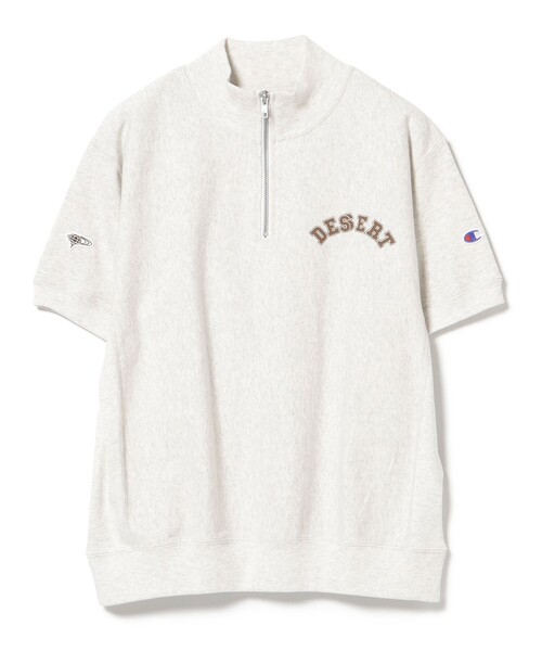 【Champion】リバースウィーブハーフジッププルオーバー　ホワイト FRAY I.D｜【Champion】リバースウィーブハーフジッププル