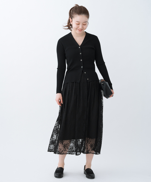 IENA（イエナ）の「シアーレースギャザースカート（スカート・レディース・ホワイト/ブラック・36/38）」の11枚目の写真