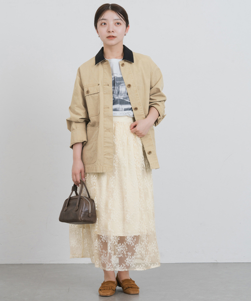 IENA（イエナ）の「シアーレースギャザースカート（スカート・レディース・ホワイト/ブラック・36/38）」の12枚目の写真