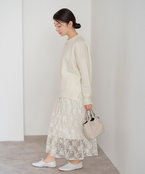 IENA（イエナ）の「シアーレースギャザースカート（スカート・レディース・ホワイト/ブラック・36/38）」の14枚目の写真