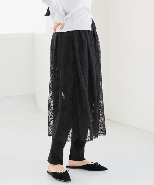 IENA（イエナ）の「シアーレースギャザースカート（スカート・レディース・ホワイト/ブラック・36/38）」の16枚目の写真