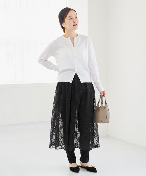 IENA（イエナ）の「シアーレースギャザースカート（スカート・レディース・ホワイト/ブラック・36/38）」の18枚目の写真