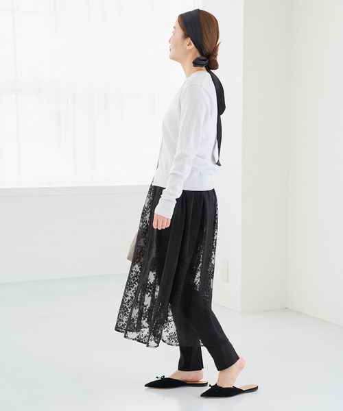 IENA（イエナ）の「シアーレースギャザースカート（スカート・レディース・ホワイト/ブラック・36/38）」の19枚目の写真