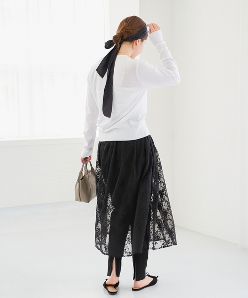 IENA（イエナ）の「シアーレースギャザースカート（スカート・レディース・ホワイト/ブラック・36/38）」の20枚目の写真