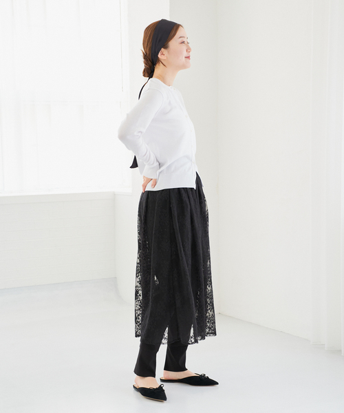 IENA（イエナ）の「シアーレースギャザースカート（スカート・レディース・ホワイト/ブラック・36/38）」の21枚目の写真