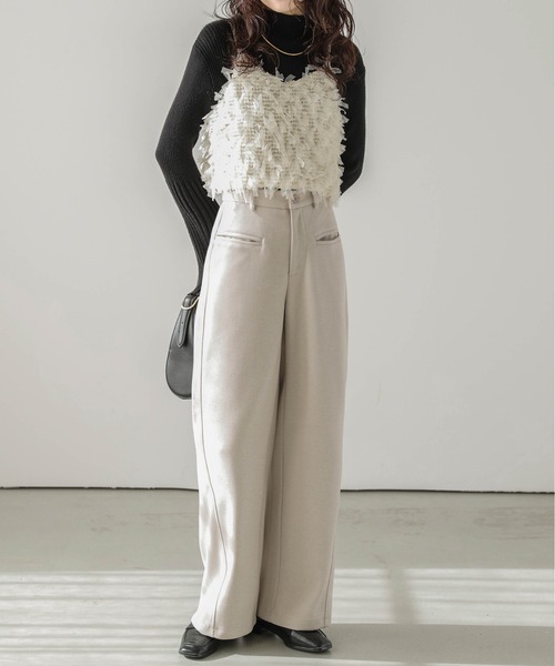 AMELY（エミリー）の「ウールライクワイドパンツ（その他パンツ・レディース・ブラック/グレー/カーキ/オートミール・M/L）」の2枚目の写真