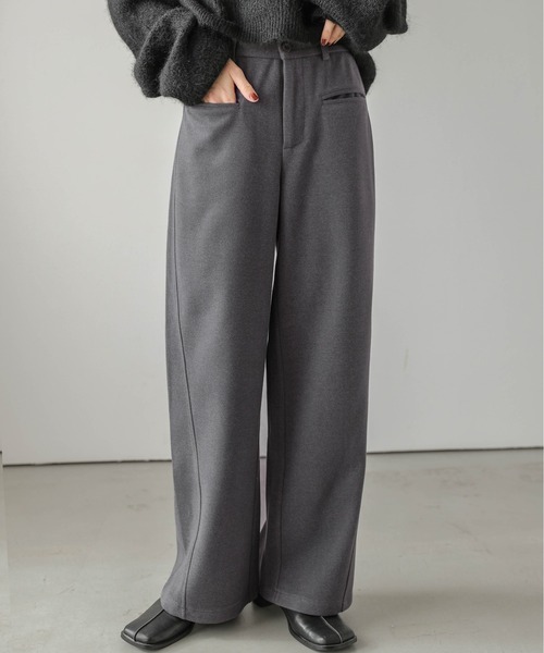 AMELY（エミリー）の「ウールライクワイドパンツ（その他パンツ・レディース・ブラック/グレー/カーキ/オートミール・M/L）」の3枚目の写真