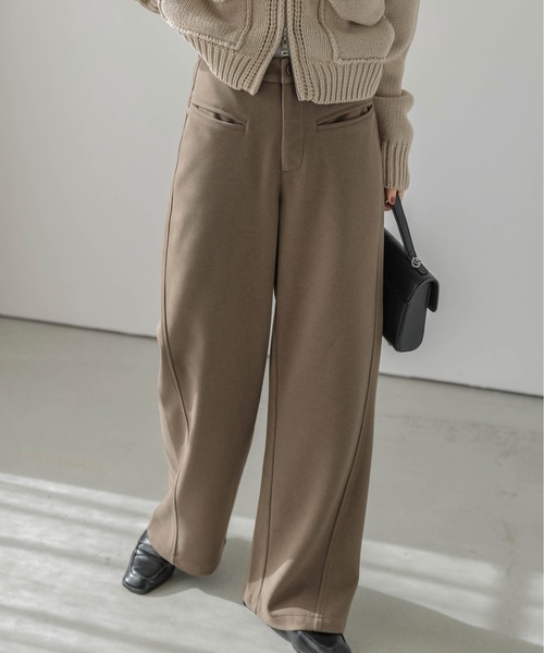 AMELY（エミリー）の「ウールライクワイドパンツ（その他パンツ・レディース・ブラック/グレー/カーキ/オートミール・M/L）」の4枚目の写真